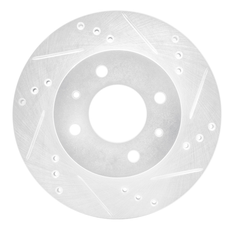 Hyundai Accent Brake Rotor (1) - Front Right - R1 Concepts - Drilled & Slotted - Silver - `00-`02